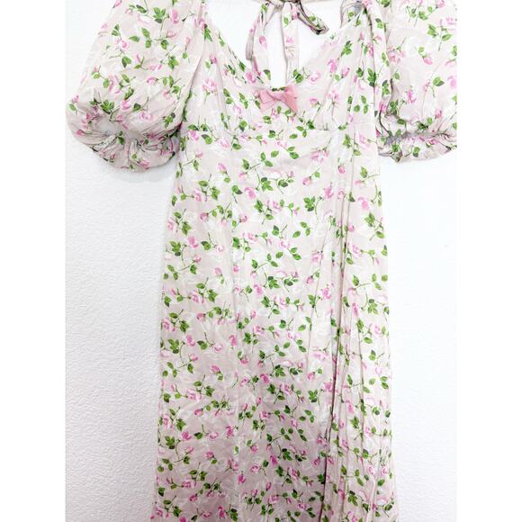 Revolve LPA Hartley Midi Dress Size Medium Floral Puff Sleeve Coquette Feminine - Picture 9 of 14